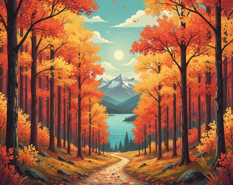 Bosque de lengas en otoño en Villa Lago Meliquina