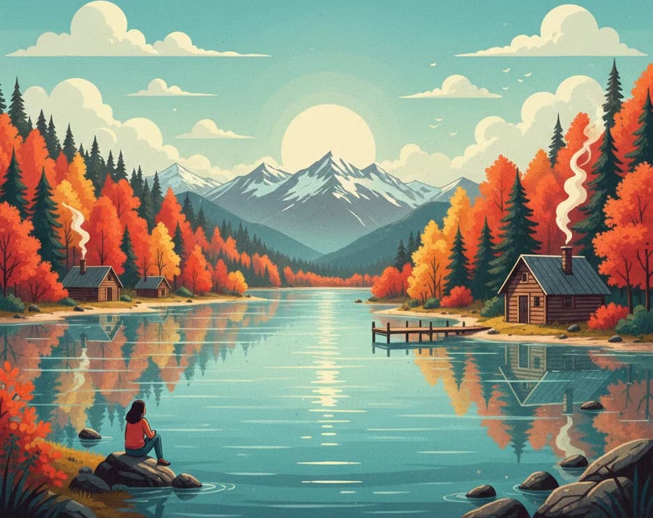 Lago Meliquina en un día de otoño