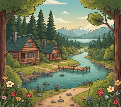 Un camino serpenteando a través de un bosque patagónico en primavera.