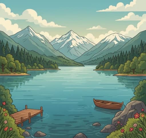 Vista panorámica del Lago Meliquina en primavera.